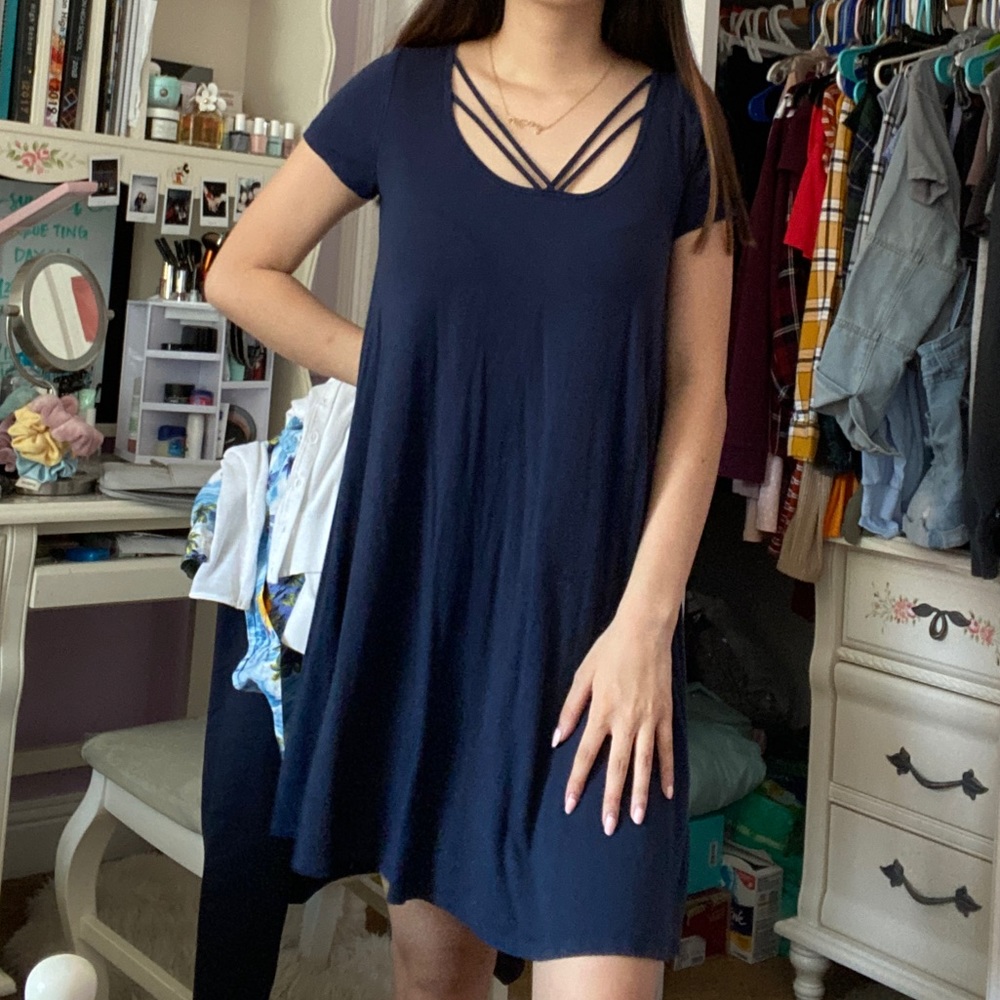 Hollister Strappy Navy Swing Dress